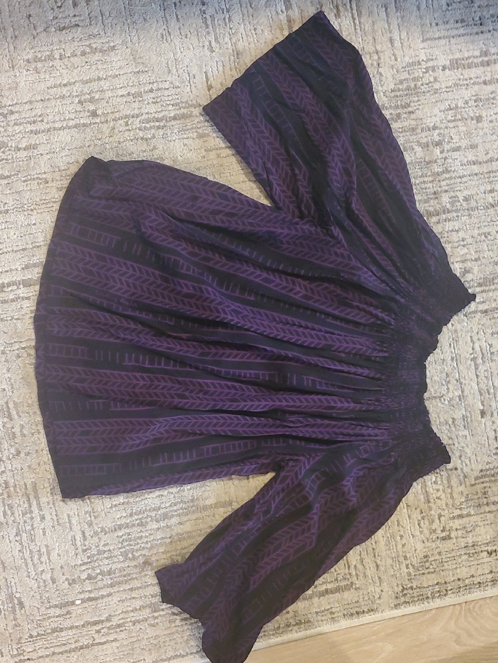 Living Hula Hawaiian Purple Patterned Off-Shoulder Blouse